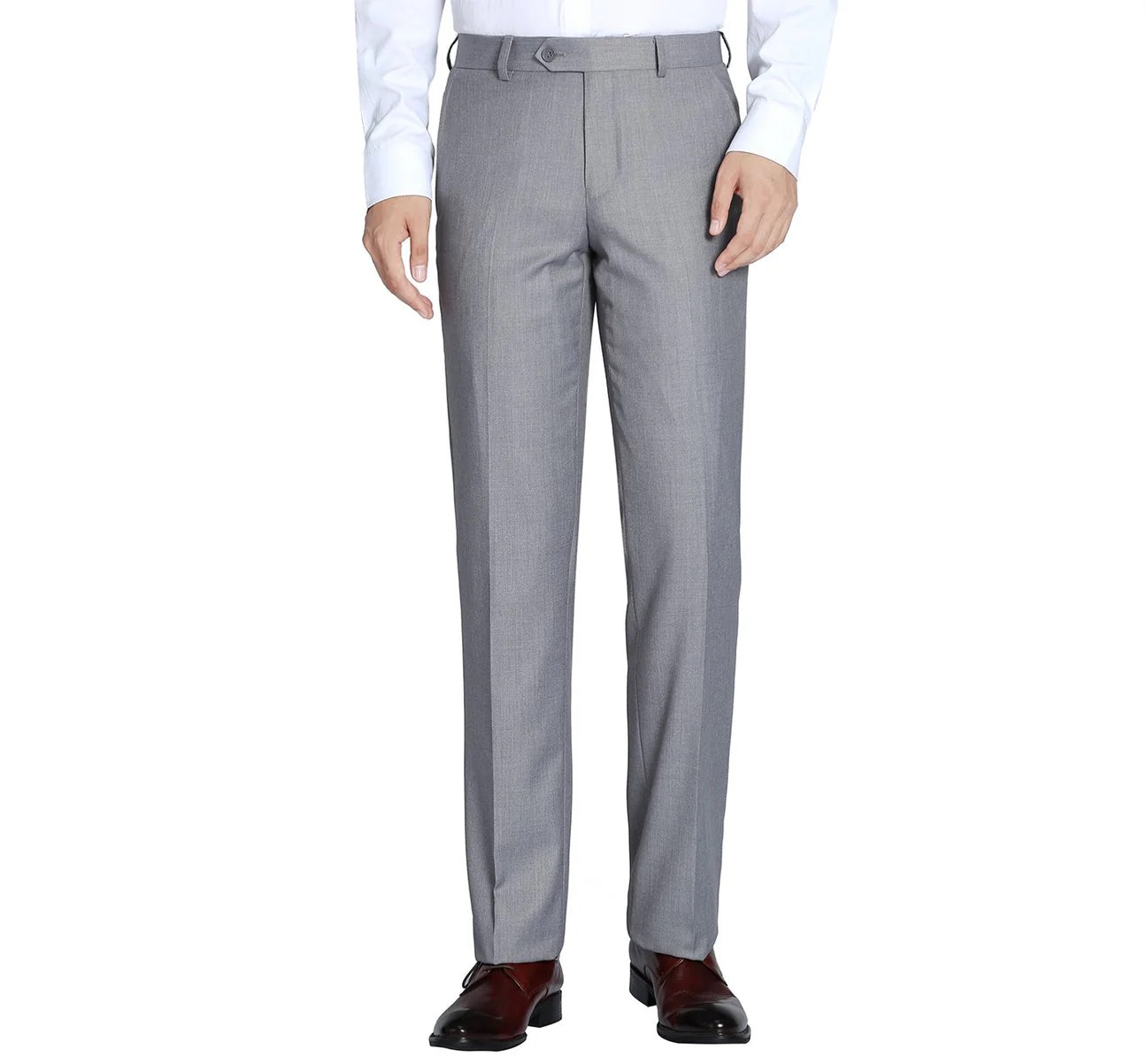 Wool Flat Front Suit Pant Grey