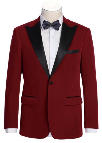 Velvet Slim Fit Tuxedo Jacket Red