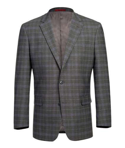 Dark Gray & Blue Plaid 2-Piece Suit | Classic Fit