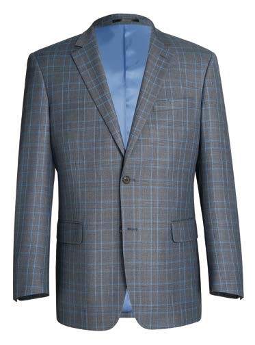 Gray & Blue Plaid 2-Piece Suit | Classic Fit